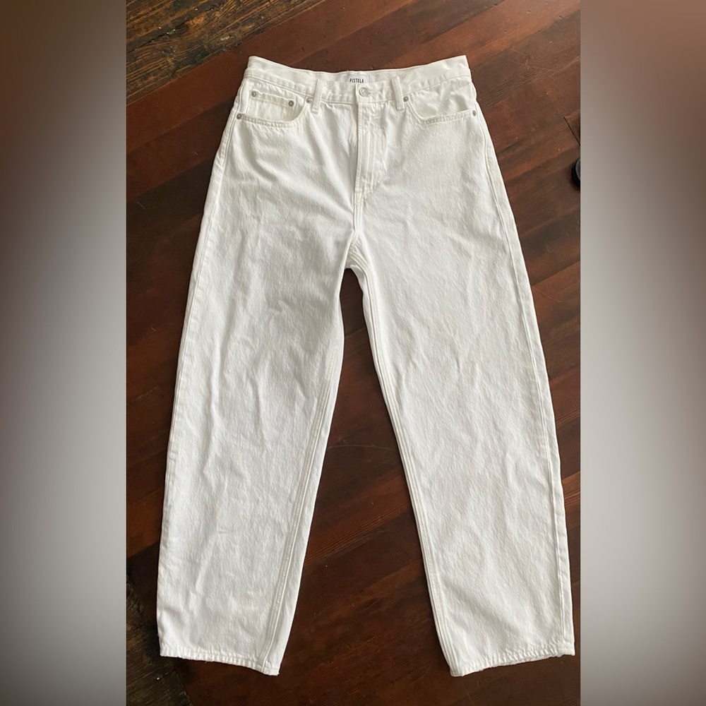 Pistola Denim Wes High Rise Barrel Jeans in Vivid White - Picture 4 of 8